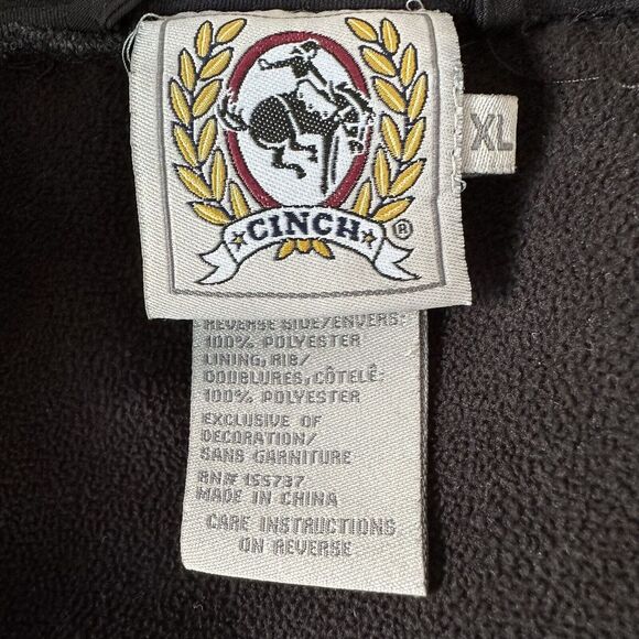 Cinch Men's Soft Shell Hooded Jacket XL Black Full Zip Mid Weight - Picture 4 of 5